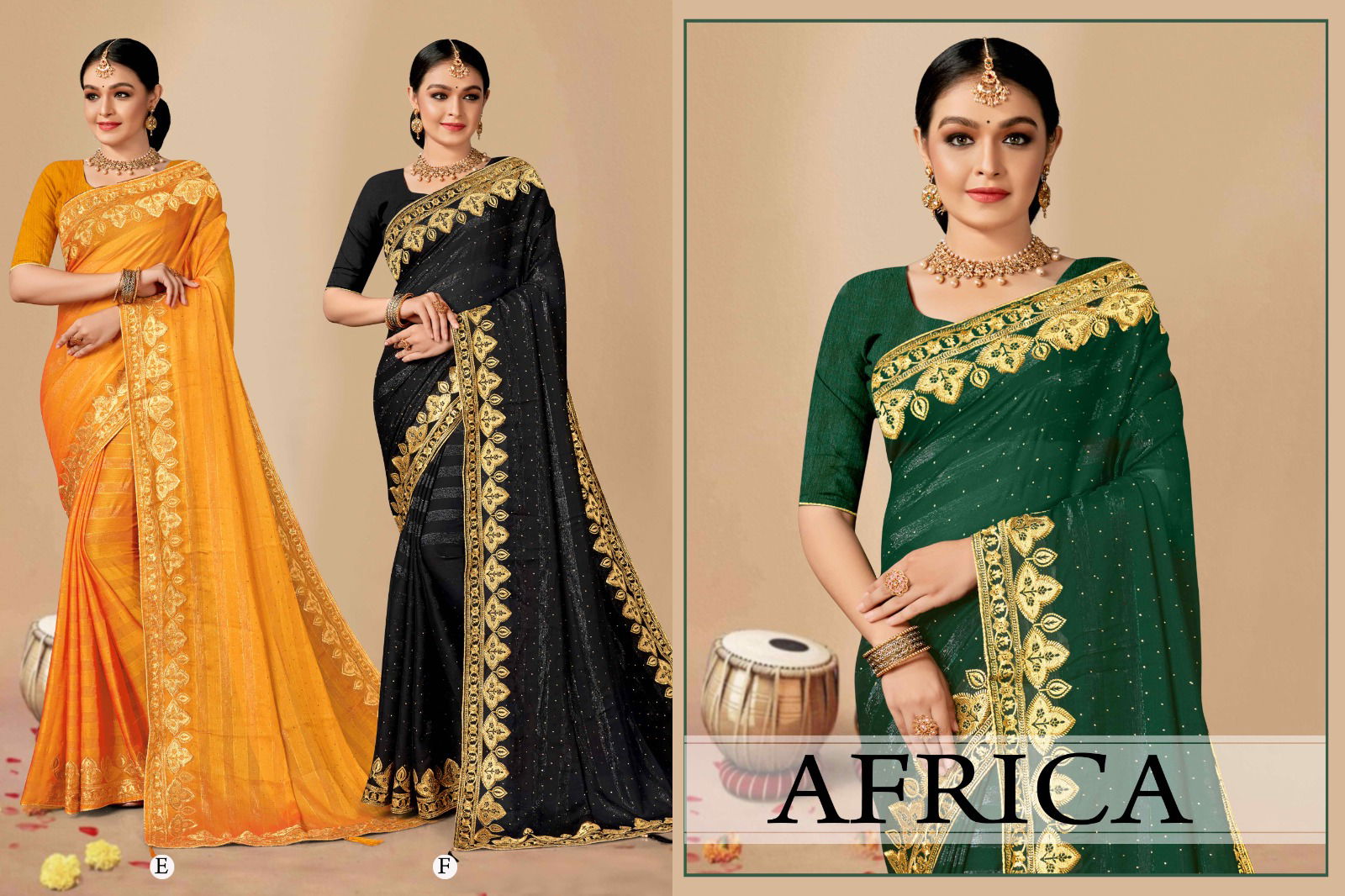 Ronisha Africa Embroidery Party Wear Saree Catalog
